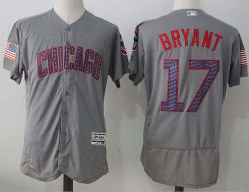 Cubs #17 Kris Bryant Grey Fashion Stars & Stripes Flexbase Authentic Stitched MLB Jersey Cubs #17 Kris Bryant Grey Fashion Stars & Stripes Flexbase Authentic Stitched MLB Jersey