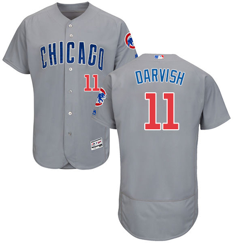 Cubs #11 Yu Darvish Grey Flexbase Authentic Collection Road Stitched MLB Jersey Cubs #11 Yu Darvish Grey Flexbase Authentic Collection Road Stitched MLB Jersey
