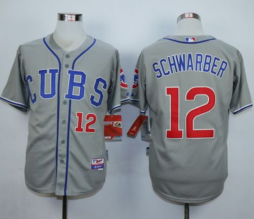 Cubs #12 Kyle Schwarber Grey Cool Base Stitched MLB Jersey Cubs #12 Kyle Schwarber Grey Cool Base Stitched MLB Jersey