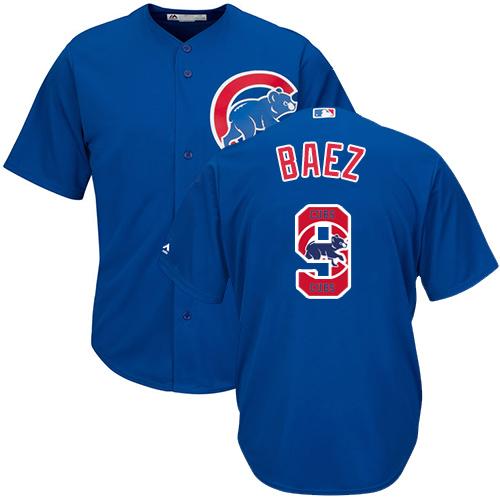 Cubs #9 Javier Baez Blue Team Logo Fashion Stitched MLB Jersey Cubs #9 Javier Baez Blue Team Logo Fashion Stitched MLB Jersey