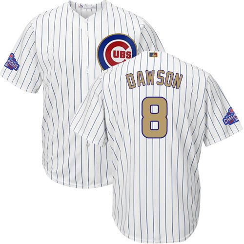 Cubs #8 Andre Dawson White(Blue Strip) 2017 Gold Program Cool Base Stitched MLB Jersey Cubs #8 Andre Dawson White(Blue Strip) 2017 Gold Program Cool Base Stitched MLB Jersey