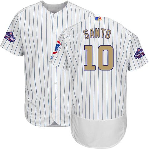 Cubs #10 Ron Santo White(Blue Strip) Flexbase Authentic 2017 Gold Program Stitched MLB Jersey Cubs #10 Ron Santo White(Blue Strip) Flexbase Authentic 2017 Gold Program Stitched MLB Jersey