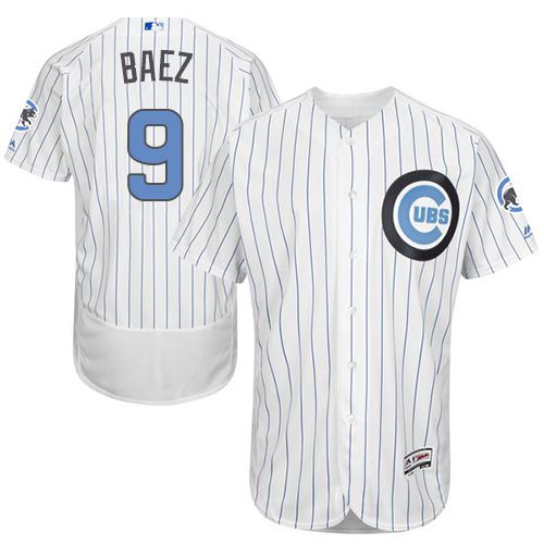 Cubs #9 Javier Baez White(Blue Strip) Flexbase Authentic Collection Father's Day Stitched MLB Jersey Cubs #9 Javier Baez White(Blue Strip) Flexbase Authentic Collection Father's Day Stitched MLB Jersey