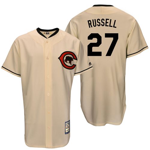 Mitchell And Ness Cubs #27 Addison Russell Cream Throwback Stitched MLB Jersey Mitchell And Ness Cubs #27 Addison Russell Cream Throwback Stitched MLB Jersey