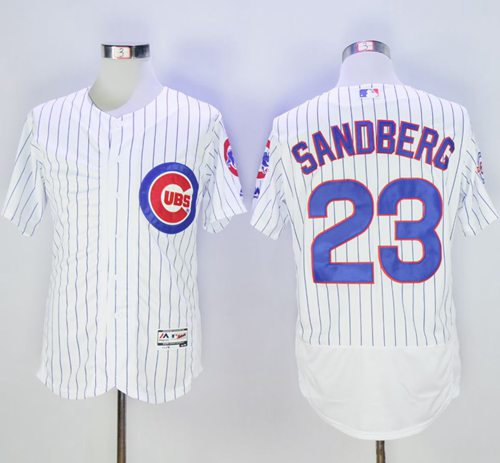 Cubs #23 Ryne Sandberg White Flexbase Authentic Collection with 100 Years at Wrigley Field Commemorative Patch Stitched MLB Jersey Cubs #23 Ryne Sandberg White Flexbase Authentic Collection with 100 Years at Wrigley Field Commemorative Patch Stitched MLB Jersey