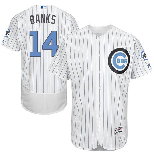 Cubs #14 Ernie Banks White(Blue Strip) Flexbase Authentic Collection Father's Day Stitched MLB Jersey Cubs #14 Ernie Banks White(Blue Strip) Flexbase Authentic Collection Father's Day Stitched MLB Jersey