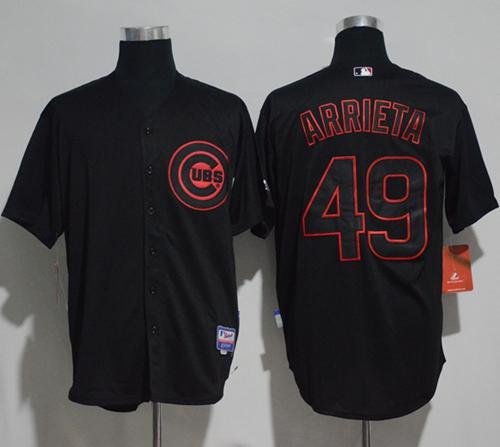 Cubs #49 Jake Arrieta Black Strip Stitched MLB Jersey Cubs #49 Jake Arrieta Black Strip Stitched MLB Jersey
