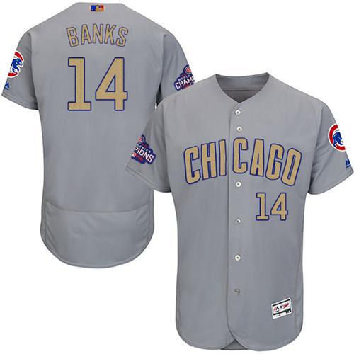 Cubs #14 Ernie Banks Grey Flexbase Authentic 2017 Gold Program Stitched MLB Jersey Cubs #14 Ernie Banks Grey Flexbase Authentic 2017 Gold Program Stitched MLB Jersey