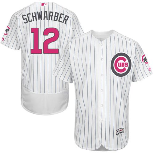 Cubs #12 Kyle Schwarber White(Blue Strip) Flexbase Authentic Collection Mother's Day Stitched MLB Jersey Cubs #12 Kyle Schwarber White(Blue Strip) Flexbase Authentic Collection Mother's Day Stitched MLB Jersey