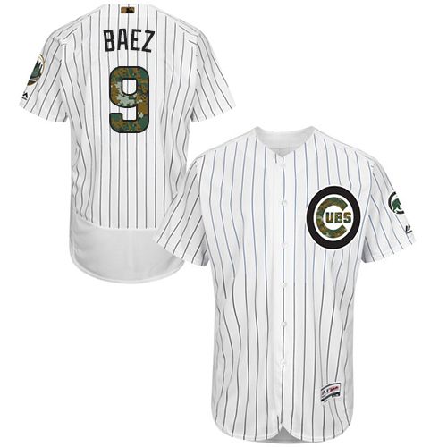 Cubs #9 Javier Baez White(Blue Strip) Flexbase Authentic Collection Memorial Day Stitched MLB Jersey Cubs #9 Javier Baez White(Blue Strip) Flexbase Authentic Collection Memorial Day Stitched MLB Jersey