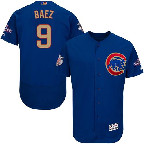 Cubs #9 Javier Baez Blue Flexbase Authentic 2017 Gold Program Stitched MLB Jersey Cubs #9 Javier Baez Blue Flexbase Authentic 2017 Gold Program Stitched MLB Jersey