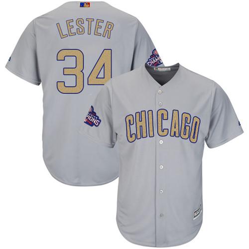 Cubs #34 Jon Lester Grey 2017 Gold Program Cool Base Stitched MLB Jersey Cubs #34 Jon Lester Grey 2017 Gold Program Cool Base Stitched MLB Jersey