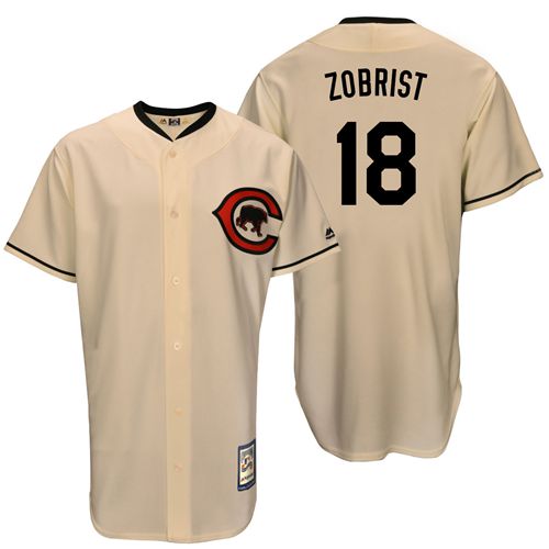 Mitchell And Ness Cubs #18 Ben Zobrist Cream Throwback Stitched MLB Jersey Mitchell And Ness Cubs #18 Ben Zobrist Cream Throwback Stitched MLB Jersey