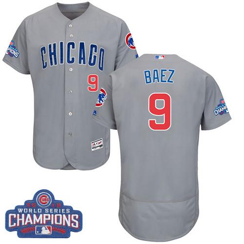 Cubs #9 Javier Baez Grey Flexbase Authentic Collection Road 2016 World Series Champions Stitched MLB Jersey Cubs #9 Javier Baez Grey Flexbase Authentic Collection Road 2016 World Series Champions Stitched MLB Jersey