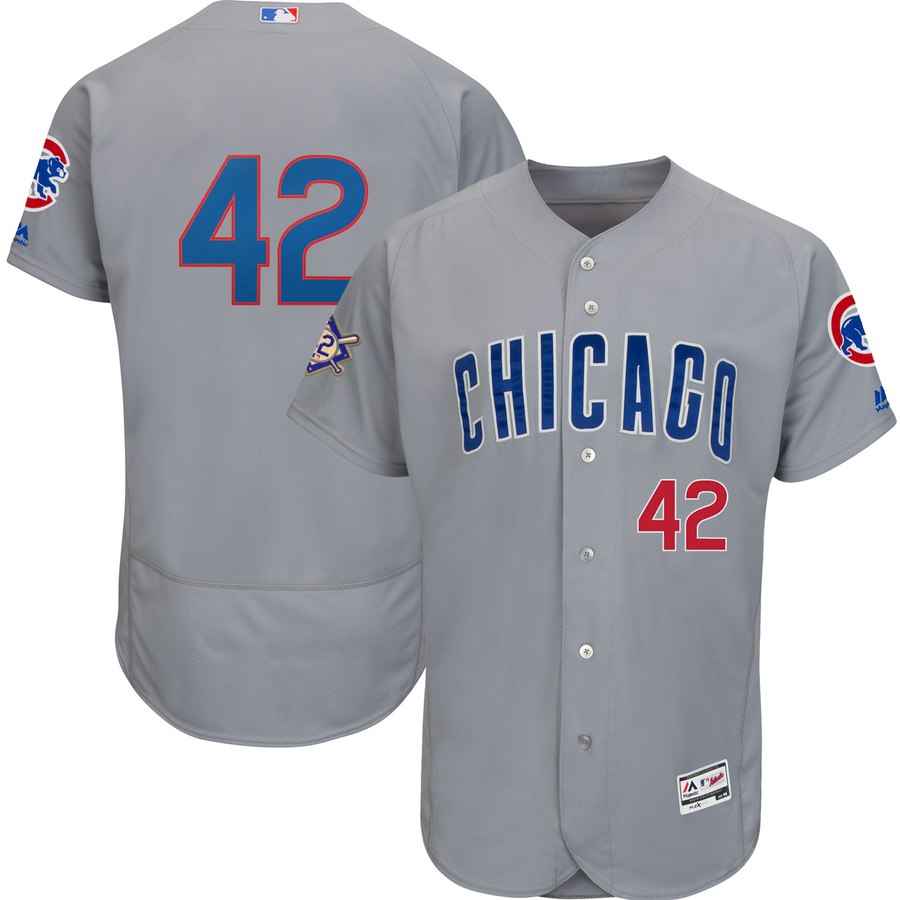 Chicago Cubs #42 Majestic 2019 Jackie Robinson Day Flex Base Jersey Gray Chicago Cubs #42 Majestic 2019 Jackie Robinson Day Flex Base Jersey Gray