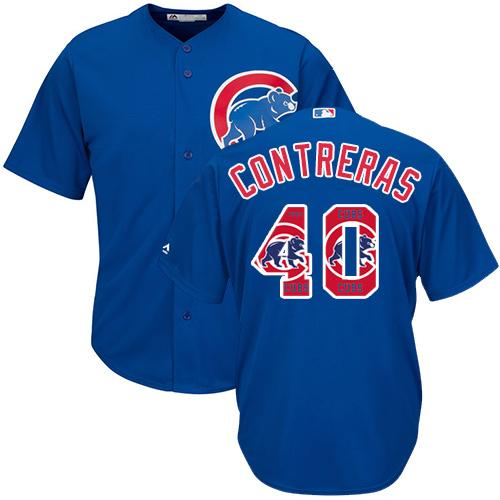 Cubs #40 Willson Contreras Blue Team Logo Fashion Stitched MLB Jersey Cubs #40 Willson Contreras Blue Team Logo Fashion Stitched MLB Jersey