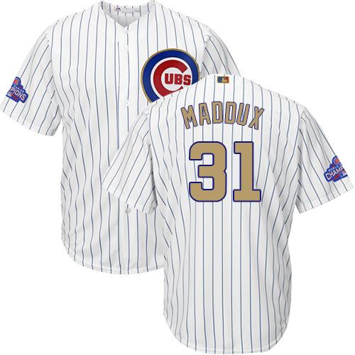 Cubs #31 Greg Maddux White(Blue Strip) 2017 Gold Program Cool Base Stitched MLB Jersey Cubs #31 Greg Maddux White(Blue Strip) 2017 Gold Program Cool Base Stitched MLB Jersey