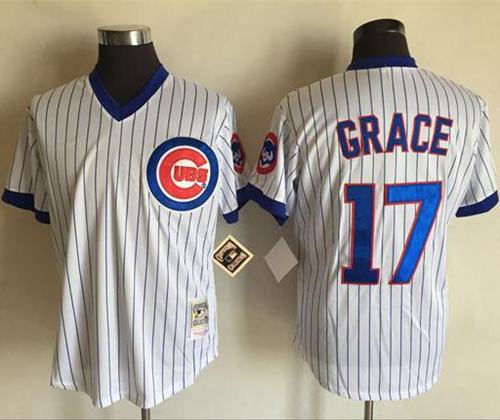 Mitchell And Ness Cubs #17 Mark Grace White(Blue Strip) Throwback Stitched MLB Jersey Mitchell And Ness Cubs #17 Mark Grace White(Blue Strip) Throwback Stitched MLB Jersey