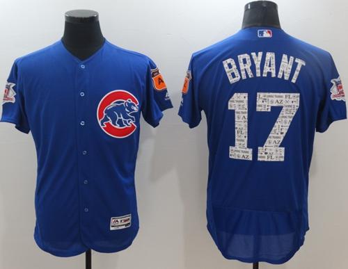 Cubs #17 Kris Bryant Blue 2017 Spring Training Authentic Flex Base Stitched MLB Jersey Cubs #17 Kris Bryant Blue 2017 Spring Training Authentic Flex Base Stitched MLB Jersey
