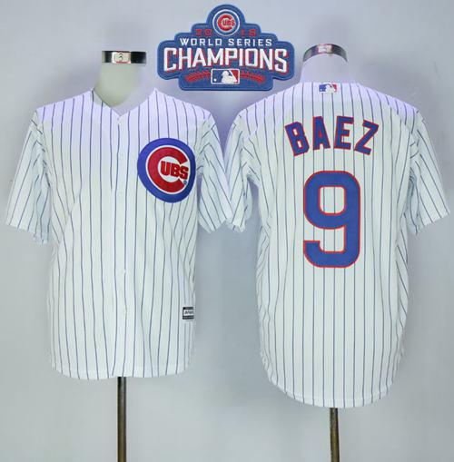 Cubs #9 Javier Baez White(Blue Strip) New Cool Base 2016 World Series Champions Stitched MLB Jersey Cubs #9 Javier Baez White(Blue Strip) New Cool Base 2016 World Series Champions Stitched MLB Jersey
