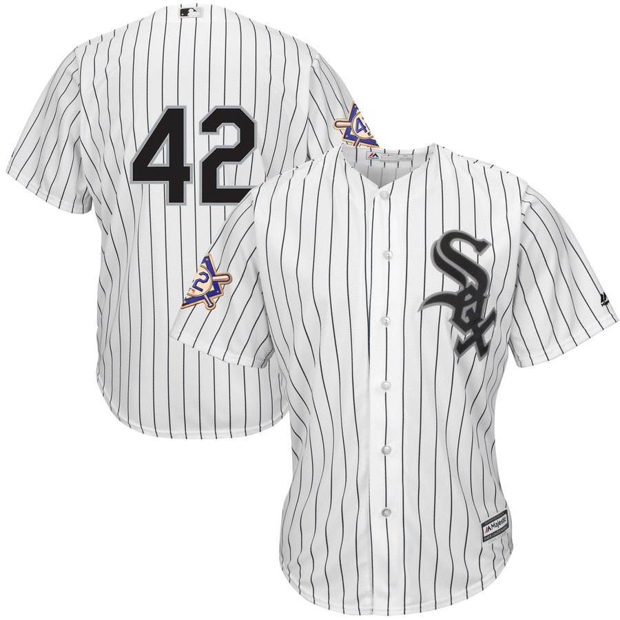 Chicago White Sox #42 Majestic 2019 Jackie Robinson Day Official Cool Base Jersey White Chicago White Sox #42 Majestic 2019 Jackie Robinson Day Official Cool Base Jersey White