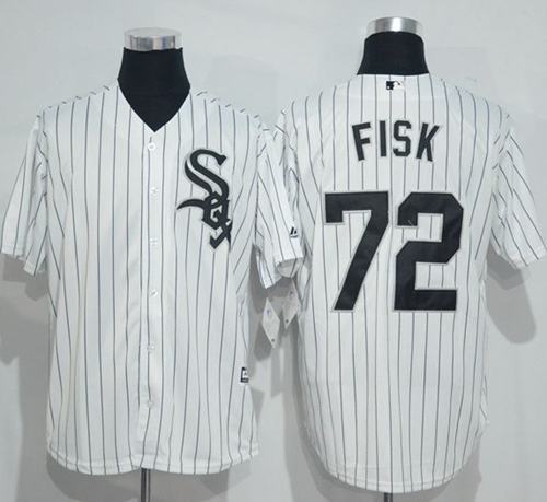 White Sox #72 Carlton Fisk White(Black Strip) New Cool Base Stitched MLB Jersey White Sox #72 Carlton Fisk White(Black Strip) New Cool Base Stitched MLB Jersey