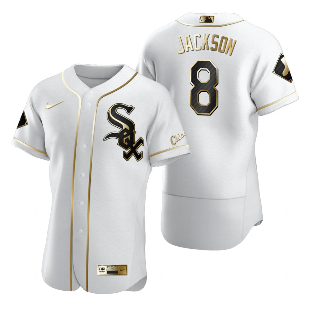 Chicago White Sox #8 Bo Jackson White Nike Men's Authentic Golden Edition MLB Jersey Chicago White Sox #8 Bo Jackson White Nike Men's Authentic Golden Edition MLB Jersey
