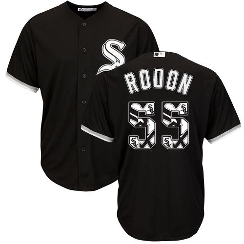 White Sox #55 Carlos Rodon Black Team Logo Fashion Stitched MLB Jersey White Sox #55 Carlos Rodon Black Team Logo Fashion Stitched MLB Jersey