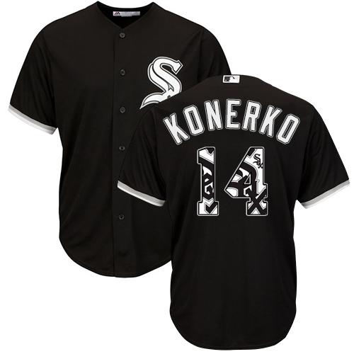 White Sox #14 Paul Konerko Black Team Logo Fashion Stitched MLB Jersey White Sox #14 Paul Konerko Black Team Logo Fashion Stitched MLB Jersey