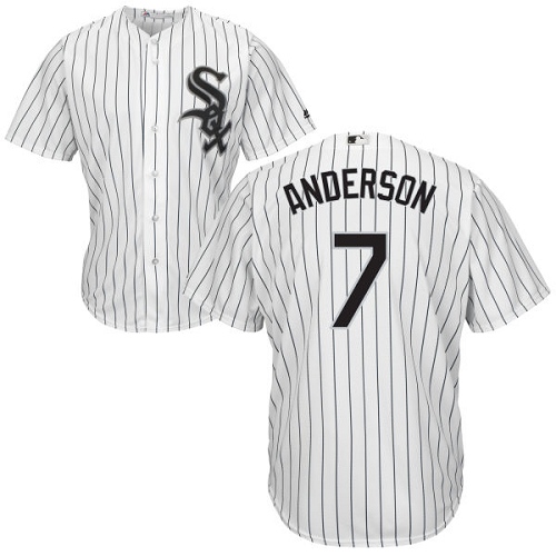 White Sox #7 Tim Anderson White(Black Strip) New Cool Base Stitched MLB Jersey White Sox #7 Tim Anderson White(Black Strip) New Cool Base Stitched MLB Jersey