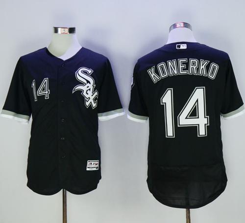 White Sox #14 Paul Konerko Black Flexbase Authentic Collection Stitched MLB Jersey White Sox #14 Paul Konerko Black Flexbase Authentic Collection Stitched MLB Jersey