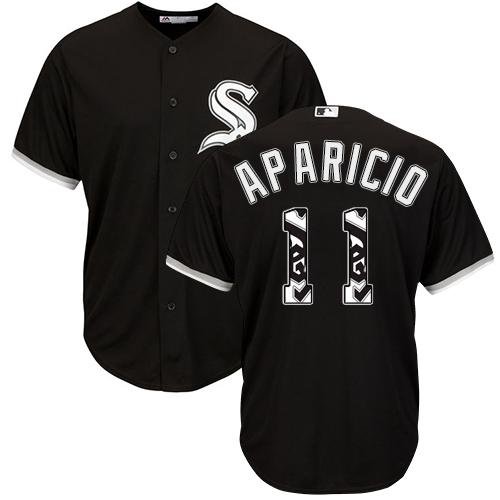 White Sox #11 Luis Aparicio Black Team Logo Fashion Stitched MLB Jersey White Sox #11 Luis Aparicio Black Team Logo Fashion Stitched MLB Jersey