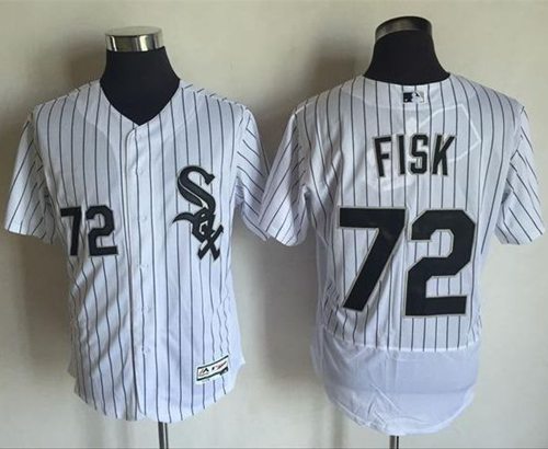 White Sox #72 Carlton Fisk White(Black Strip) Flexbase Authentic Collection Stitched MLB Jersey White Sox #72 Carlton Fisk White(Black Strip) Flexbase Authentic Collection Stitched MLB Jersey