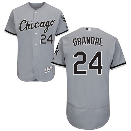 White Sox #24 Yasmani Grandal Grey Flexbase Authentic Collection Stitched MLB Jersey White Sox #24 Yasmani Grandal Grey Flexbase Authentic Collection Stitched MLB Jersey