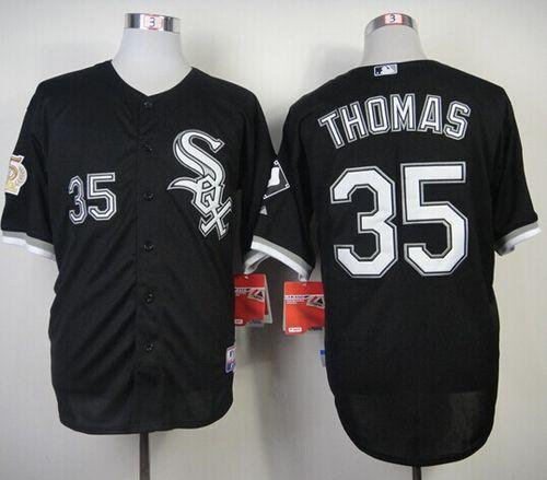 White Sox #35 Frank Thomas Black w75th Anniversary Commemorative Patch Stitched MLB Jersey White Sox #35 Frank Thomas Black w75th Anniversary Commemorative Patch Stitched MLB Jersey