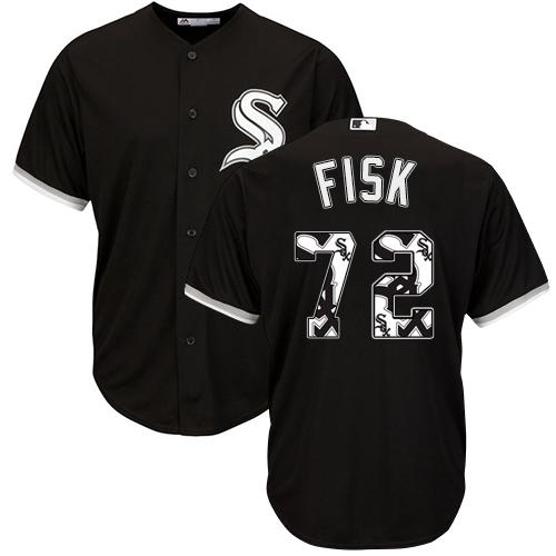 White Sox #72 Carlton Fisk Black Team Logo Fashion Stitched MLB Jersey White Sox #72 Carlton Fisk Black Team Logo Fashion Stitched MLB Jersey