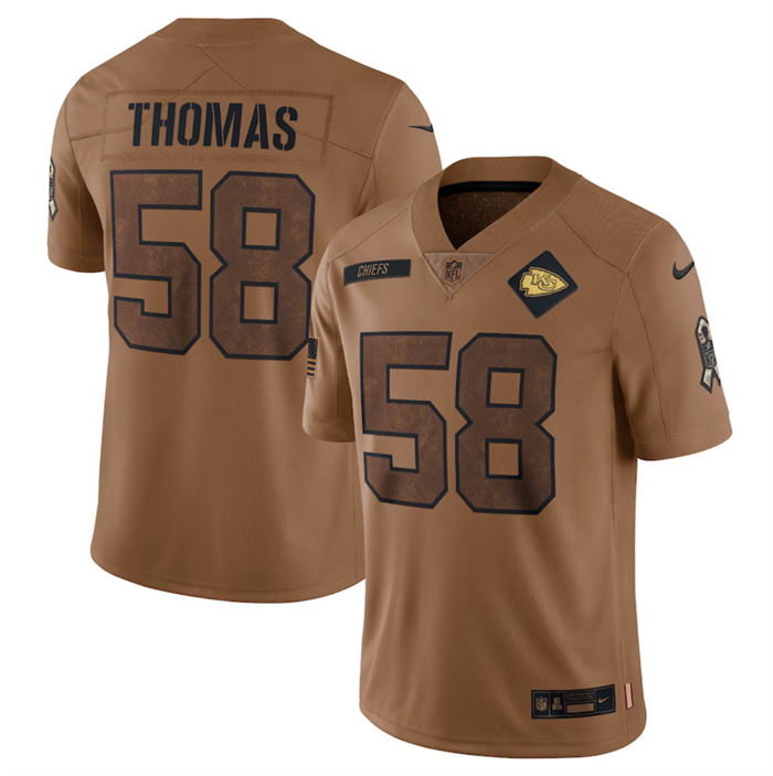 Men's Kansas City Chiefs #58 Derrick Thomas 2023 Brown Salute To Service Limited Football Jersey Men's Kansas City Chiefs #58 Derrick Thomas 2023 Brown Salute To Service Limited Football Jersey