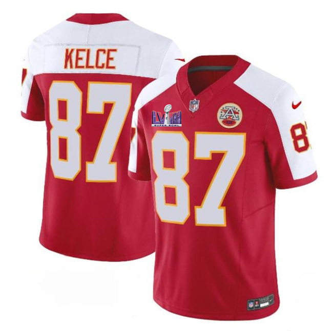 Men's Kansas City Chiefs #87 Travis Kelce Red/White F.U.S.E. Super Bowl LVIII Patch Vapor Untouchable Limited Stitched Football Jersey Men's Kansas City Chiefs #87 Travis Kelce Red/White F.U.S.E. Super Bowl LVIII Patch Vapor Untouchable Limited Stitched Football Jersey