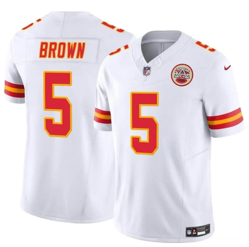 Men’s Kansas City Chiefs #5 Hollywood Brown White 2023 F.U.S.E Vapor Untouchable Limited Stitched Football Jersey Men’s Kansas City Chiefs #5 Hollywood Brown White 2023 F.U.S.E Vapor Untouchable Limited Stitched Football Jersey
