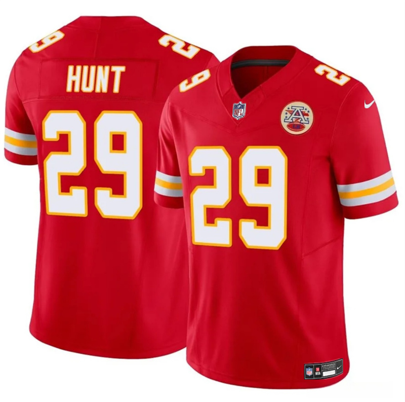Men’s Kansas City Chiefs #29 Kareem Hunt Red 2024 F.U.S.E Vapor Untouchable Limited Stitched Football Jersey Men’s Kansas City Chiefs #29 Kareem Hunt Red 2024 F.U.S.E Vapor Untouchable Limited Stitched Football Jersey