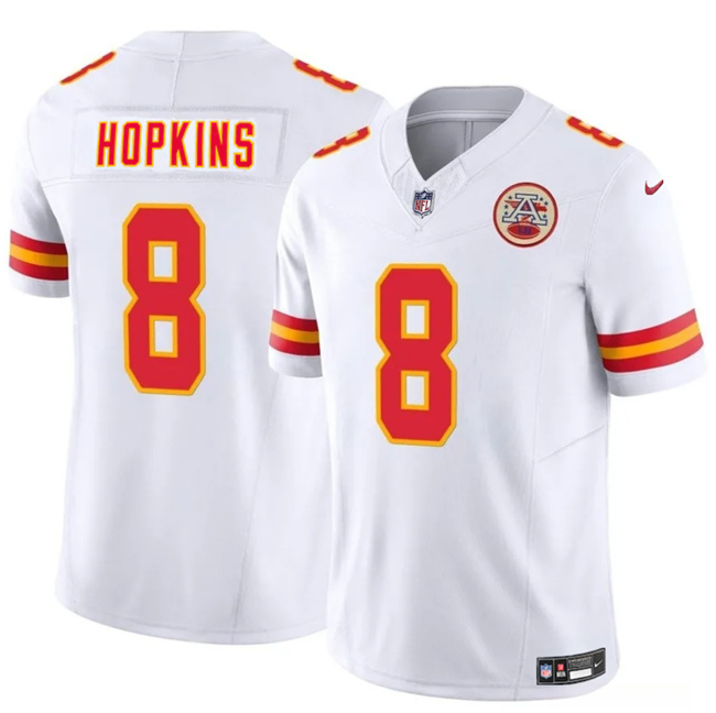 Men’s Kansas City Chiefs #8 DeAndre Hopkins White 2024 F.U.S.E. Vapor Untouchable Limited Stitched Football Jersey Men’s Kansas City Chiefs #8 DeAndre Hopkins White 2024 F.U.S.E. Vapor Untouchable Limited Stitched Football Jersey