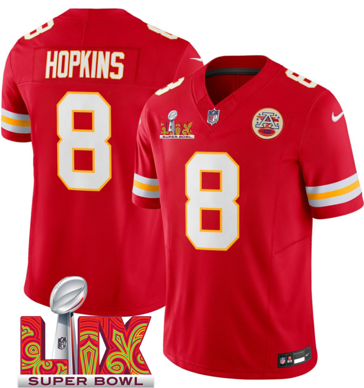 Men's Kansas City Chiefs #8 DeAndre Hopkins Red F.U.S.E. 24/25 Super Bowl LIX Vapor Untouchable Limited Stitched Football Jersey