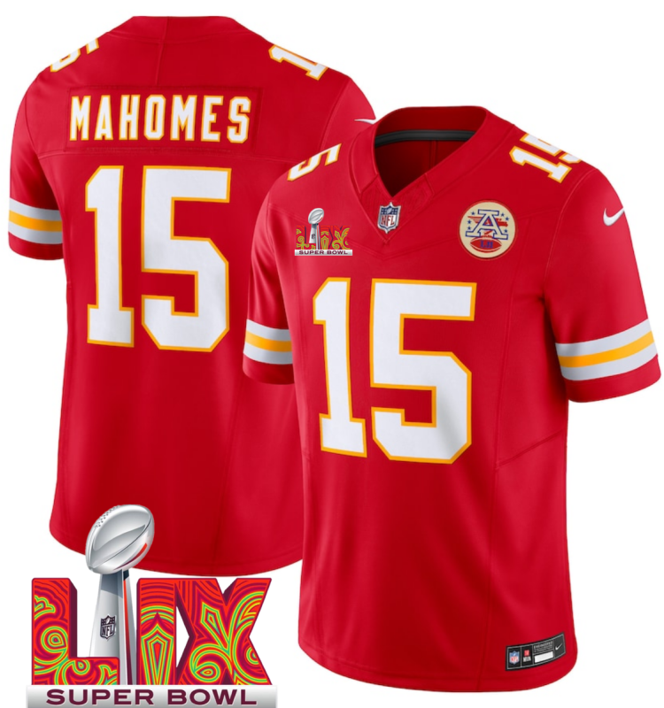 Men's Kansas City Chiefs #15 Patrick Mahomes Red F.U.S.E. 24/25 Super Bowl LIX Vapor Untouchable Limited Stitched Football Jersey