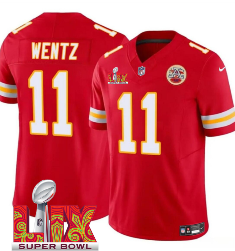 Men's Kansas City Chiefs  #11 Carson Wentz Red F.U.S.E. 24/25 Super Bowl LIX Vapor Untouchable Limited Stitched Football Jersey