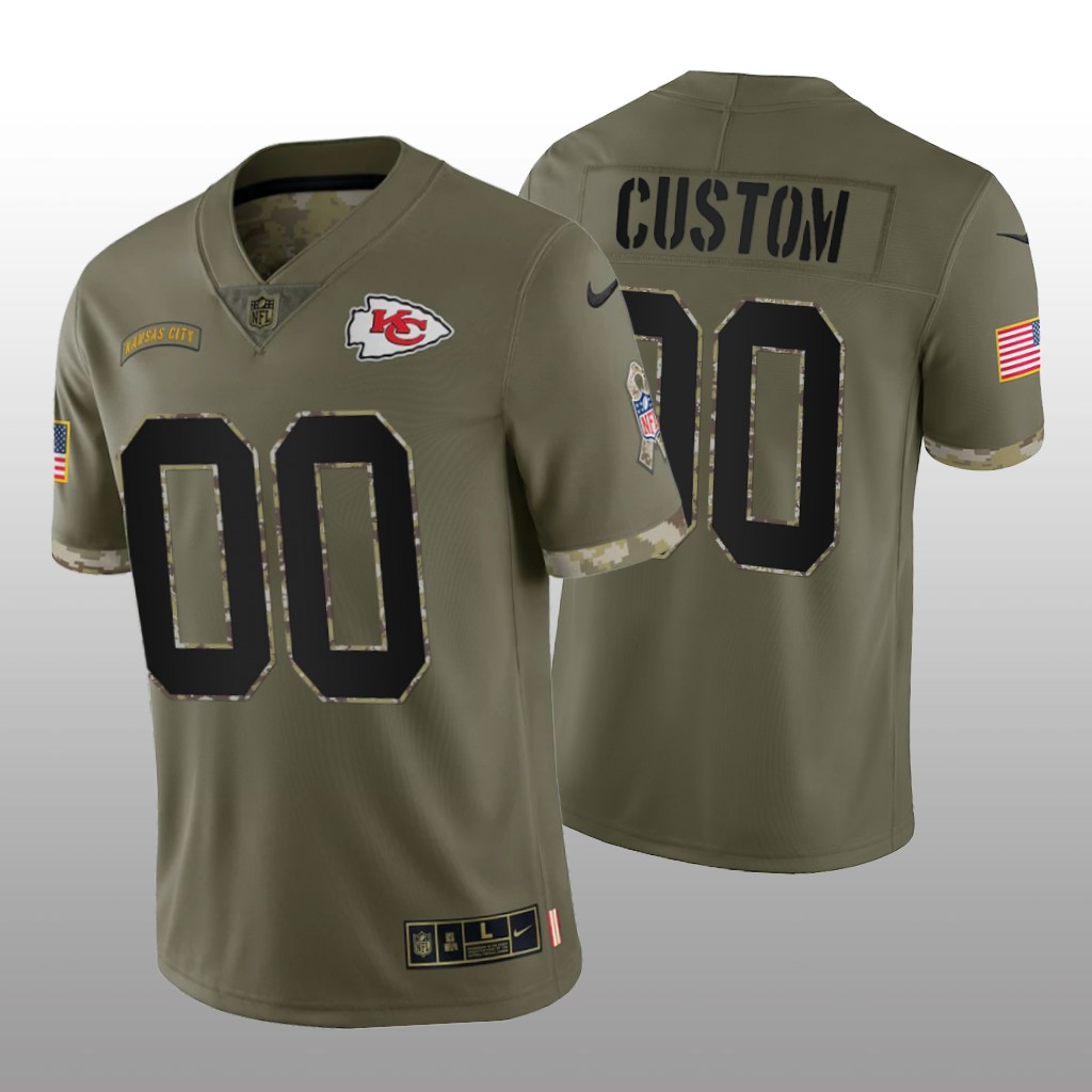 Men's Kansas City Chiefs ACTIVE PLAYER Custom Olive 2022 Salute To Service Limited Stitched Jersey Men's Kansas City Chiefs ACTIVE PLAYER Custom Olive 2022 Salute To Service Limited Stitched Jersey