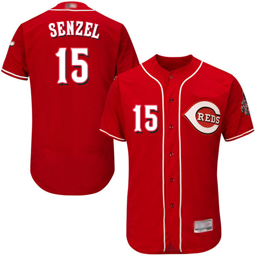Reds #15 Nick Senzel Red Flexbase Authentic Collection Stitched MLB Jersey Reds #15 Nick Senzel Red Flexbase Authentic Collection Stitched MLB Jersey