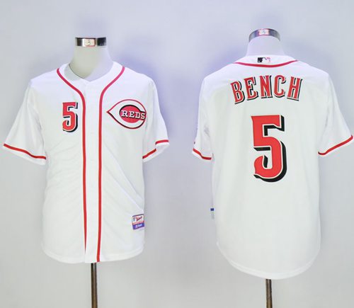 Reds #5 Johnny Bench White Cool Base Stitched MLB Jersey Reds #5 Johnny Bench White Cool Base Stitched MLB Jersey