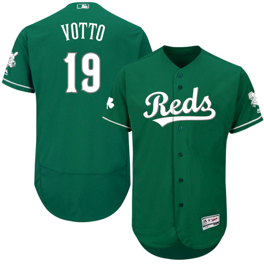 Cincinnati Reds #19 Joey Votto Majestic St. Patrick's Day Flex Base Authentic Collection Celtic Player Jersey Green Cincinnati Reds #19 Joey Votto Majestic St. Patrick's Day Flex Base Authentic Collection Celtic Player Jersey Green