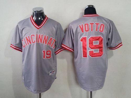Reds #19 Joey Votto Grey 1991 Turn Back The Clock Stitched MLB Jersey Reds #19 Joey Votto Grey 1991 Turn Back The Clock Stitched MLB Jersey