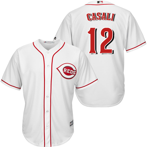 Reds #12 Curt Casali White New Cool Base Stitched MLB Jersey Reds #12 Curt Casali White New Cool Base Stitched MLB Jersey